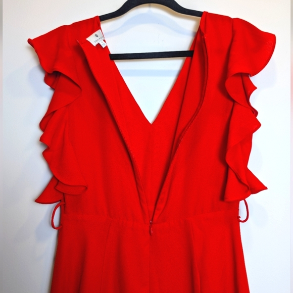 Red Ruffle Sleeve Flouncy Dress Size XS - Picture 5 of 8